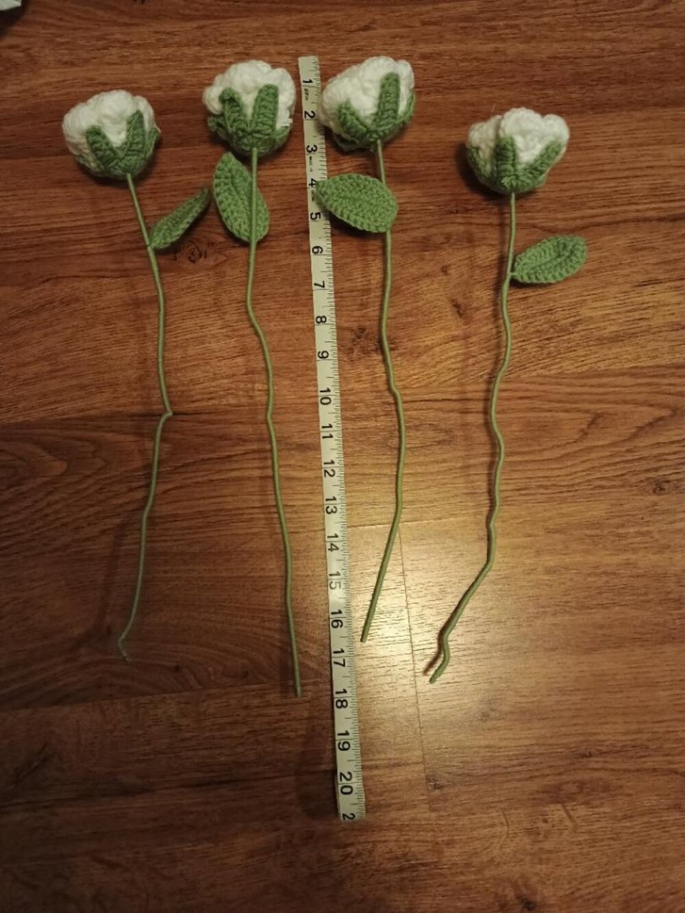 Set of five (5) crafted white flowers